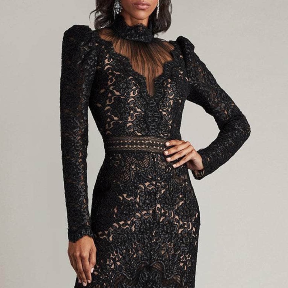 Tadashi Shoji CFC24346L - High Neck Mermaid Evening Gown NWT - Picture 3 of 5